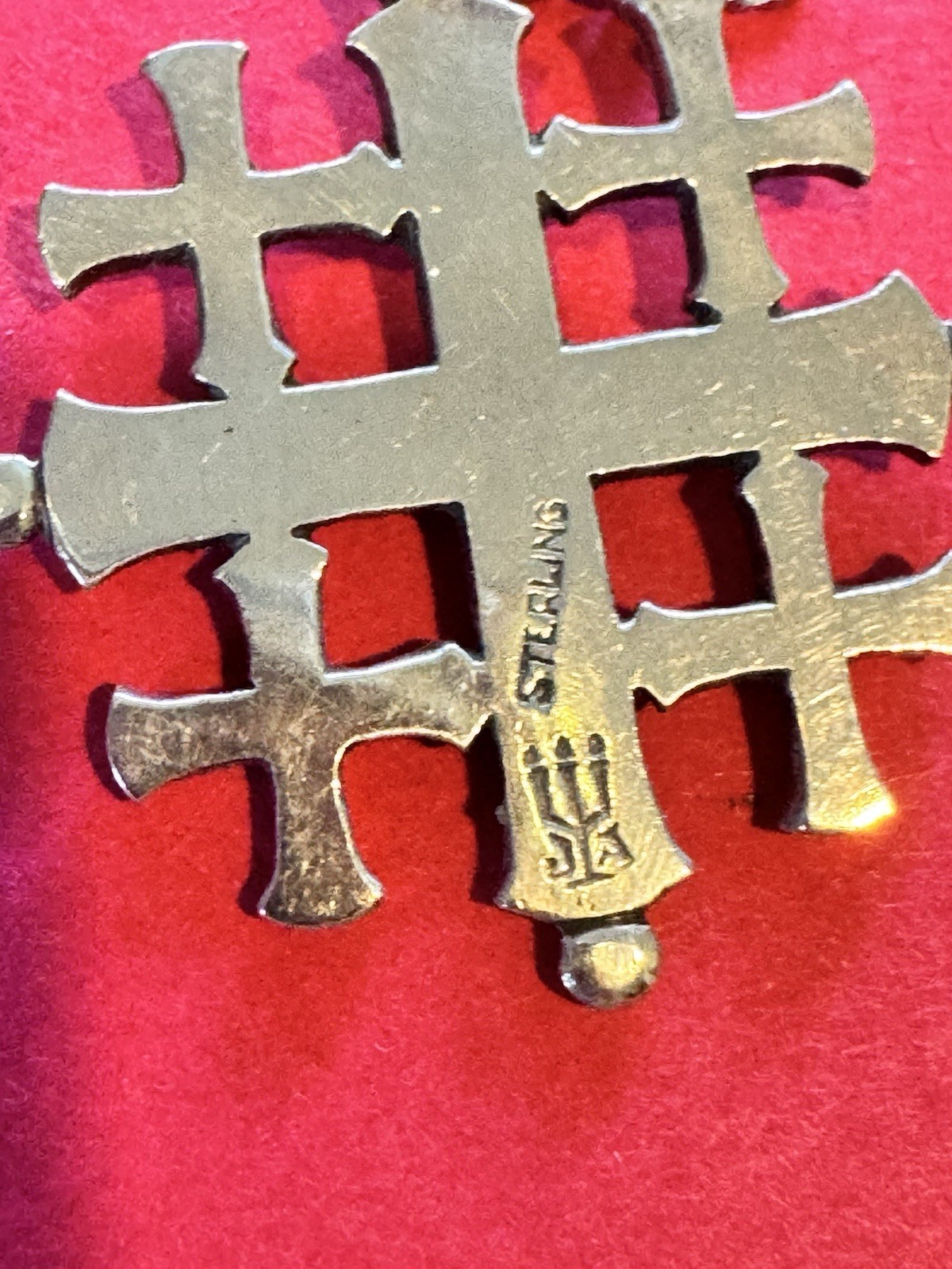 Retired James Avery Large Jerusalem Cross Sterling with Generic Chain ~7g