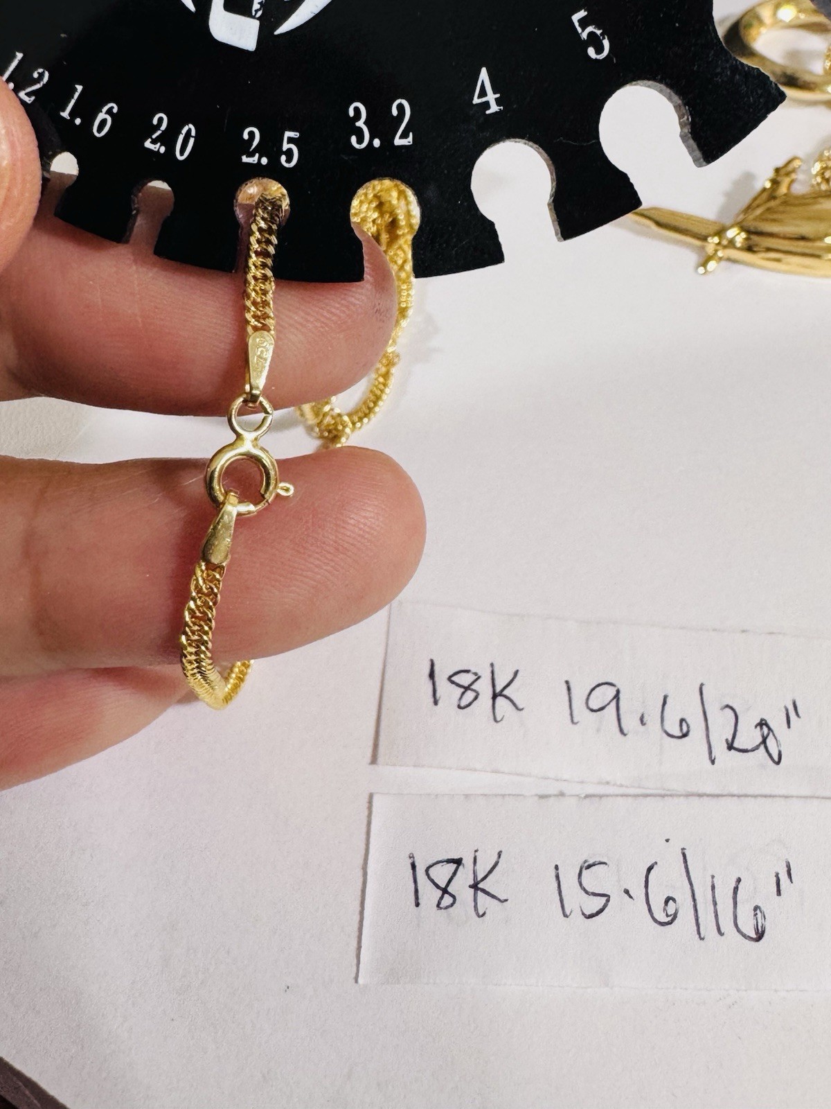 18K 750 Genuine Gold Letter N Set Necklace 15.6/16” Inch Long 4.54g 2.2mm