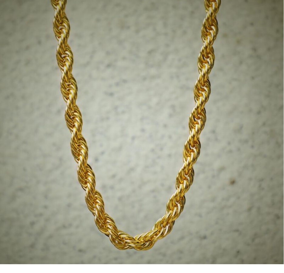 Solid 18K Yellow Gold Filled Tarnish-Resist 22 inch 4mm wide Rope Chain Necklace