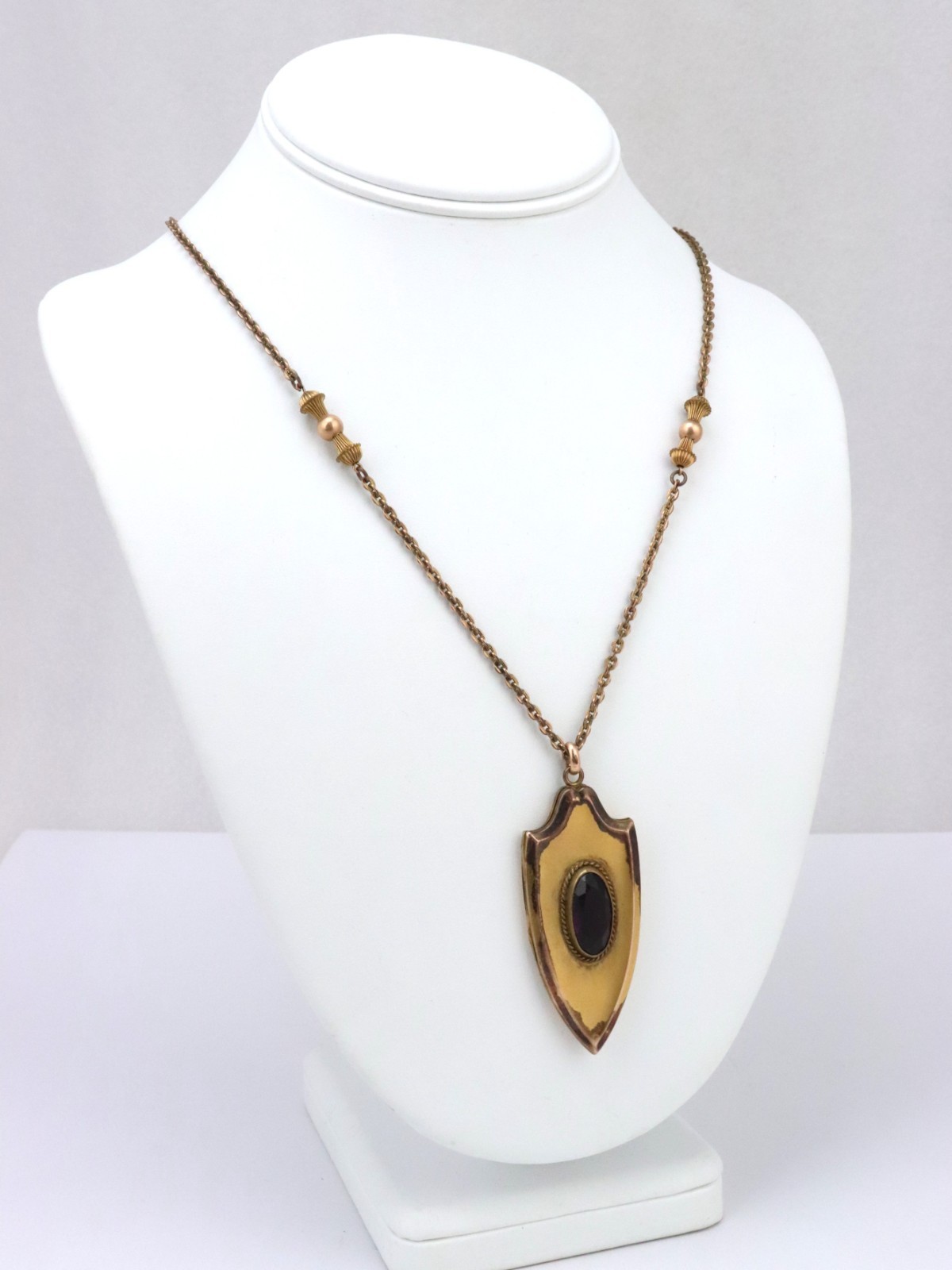Vintage FLS Victorian Art Deco Paste Shield Locket Pendant Gold Filled 31 Grams