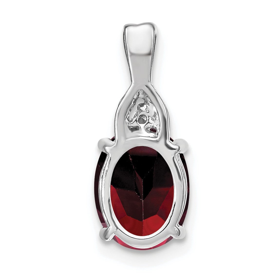 14k White Gold Oval Garnet and Diamond Pendant PM7075-GA-001-WA