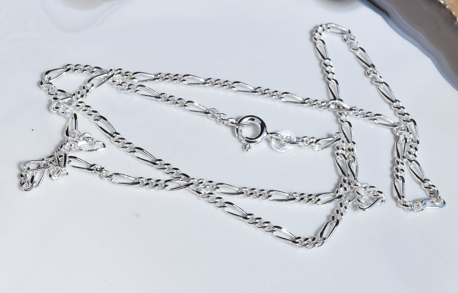 Figaro 3 + 1 Chain Italian 925 Sterling Silver 2.1mm Chain 18″ Spring Ring Clasp