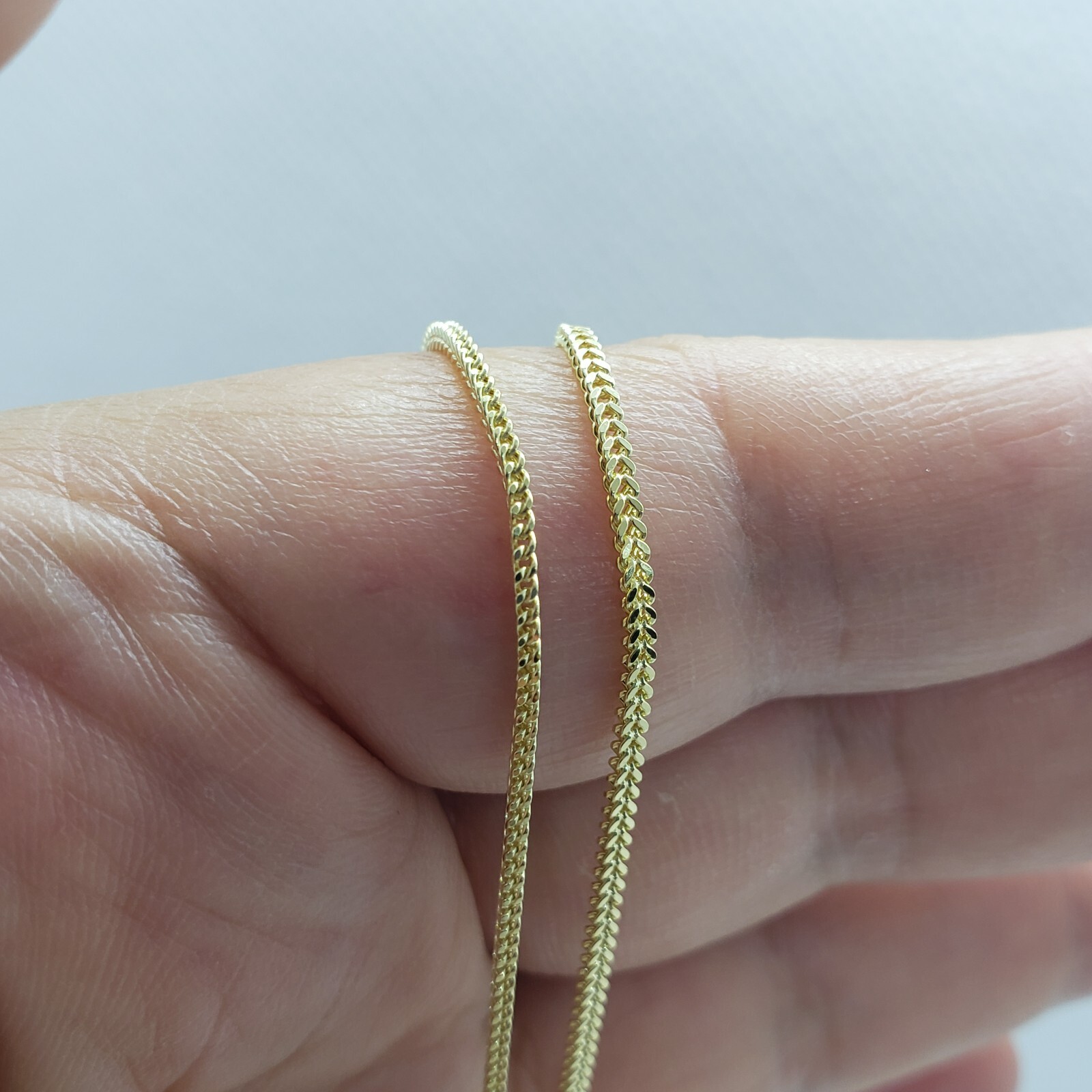 10K Hollow Yellow Gold Franco Box Link Chain Necklace Men Women 1.5mm 16-30″