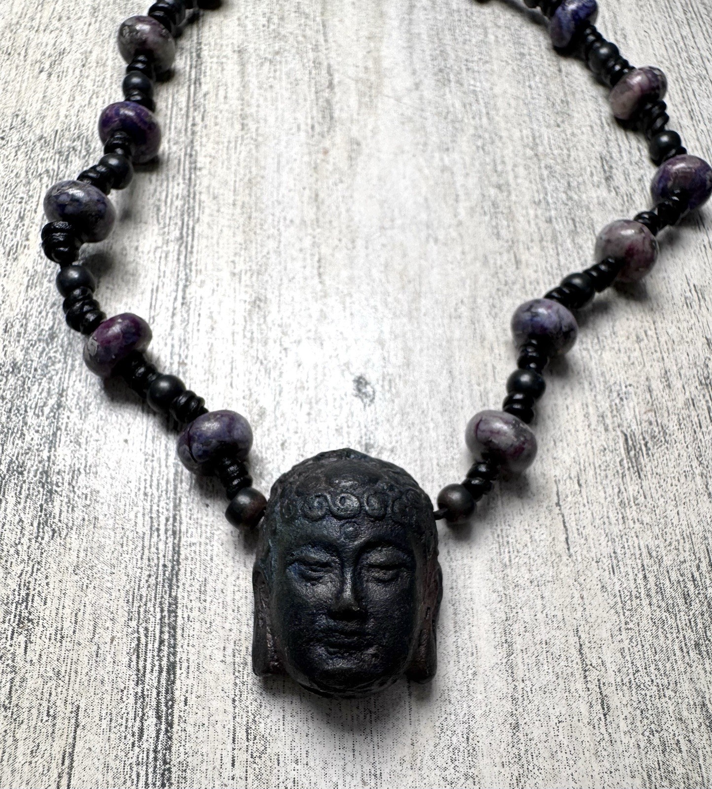 Artist Create Buddha Necklace Amethyst Beads Pendant Spiritual Jewelry Buddhist