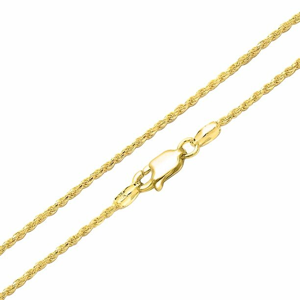 1.5MM Solid 925 Sterling Silver Gold DIAMOND CUT ROPE CHAIN Necklace Italy