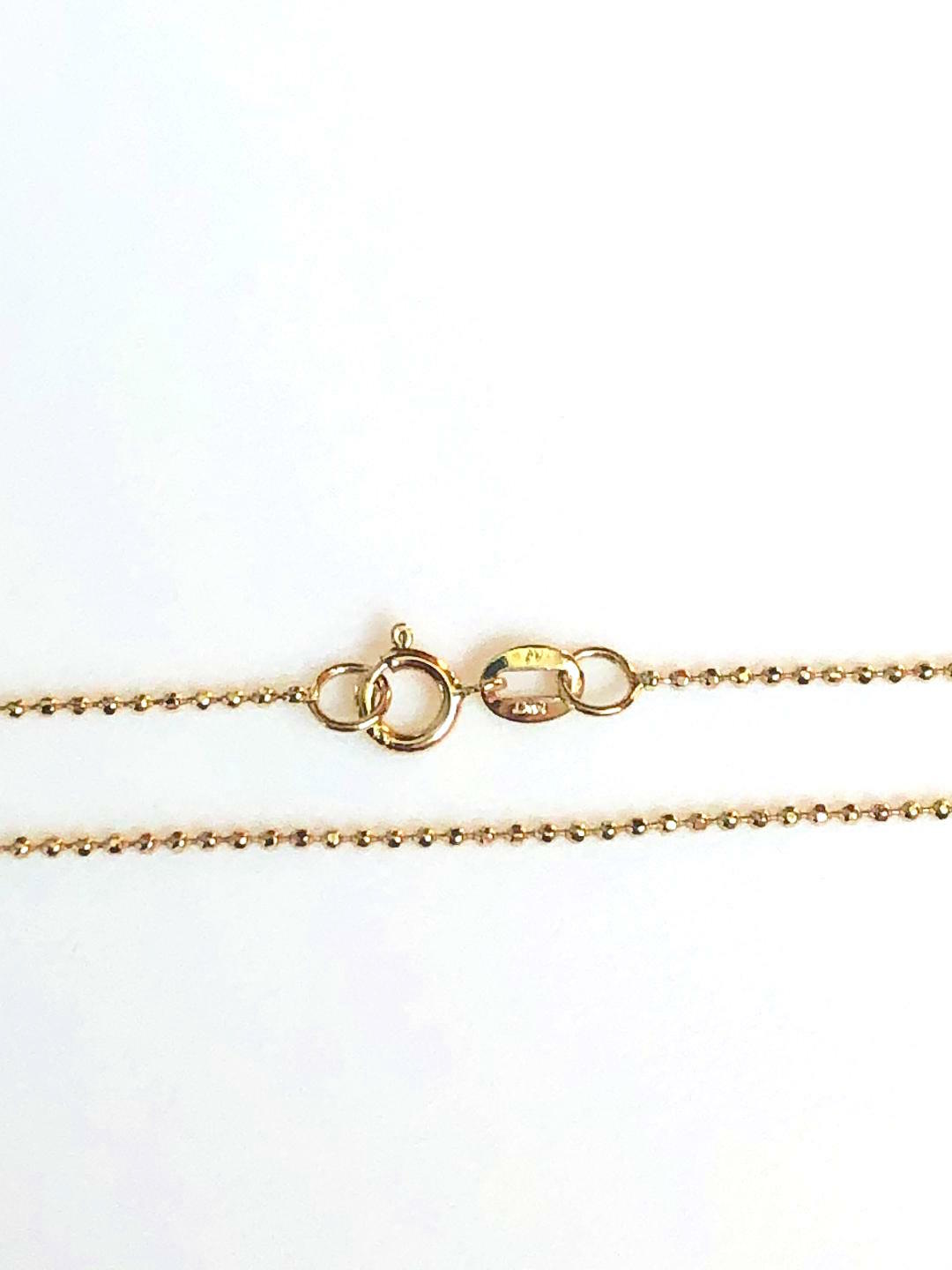 14k Solid Yellow Gold Beads Chain Necklace 1.0 mm 18 inches (45 cm) B-10-9