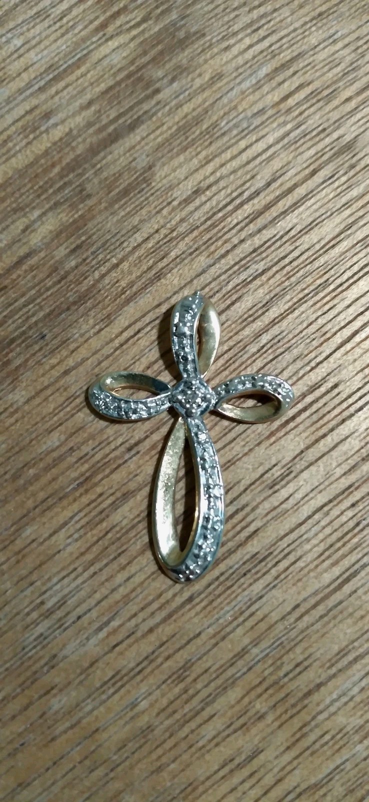 Vintage 10k Yellow Gold Diamond Melee Rounded Cross ➕ Pendant NO Bail/Loop🥇
