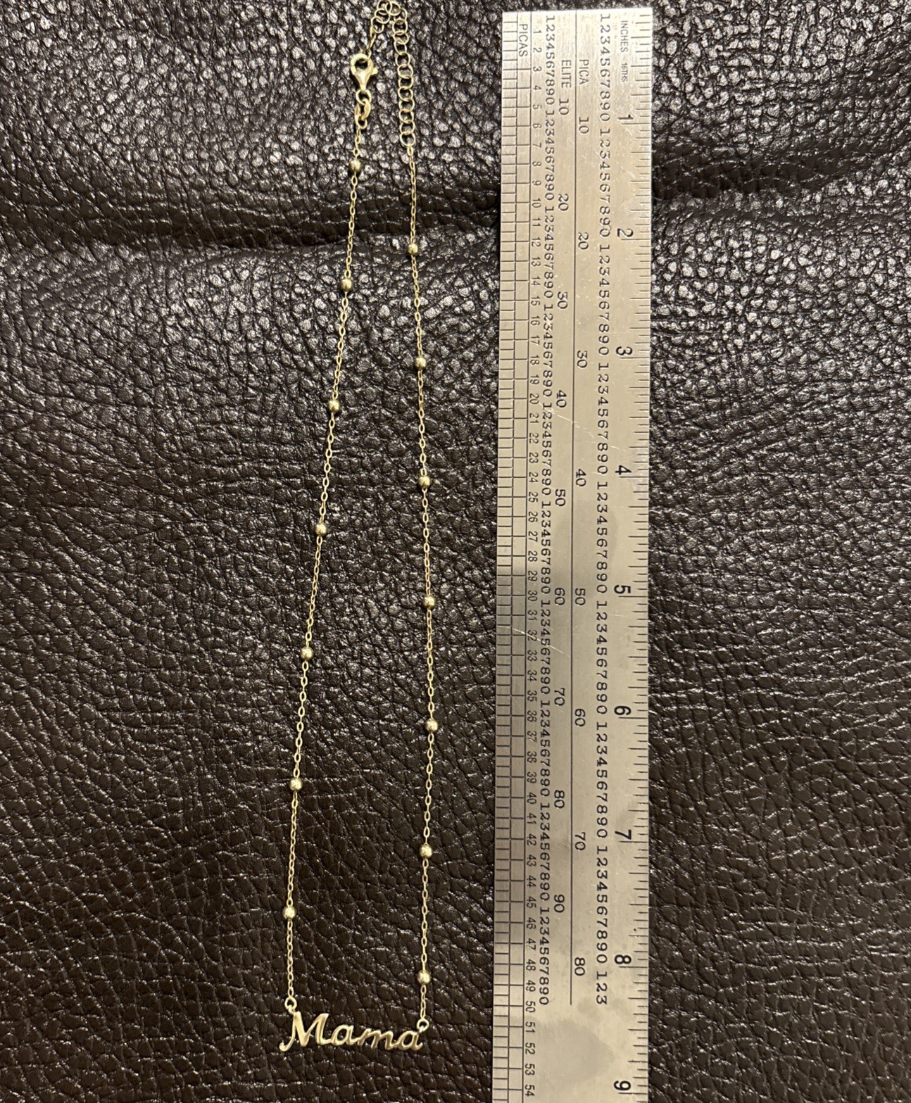 925 Script Mama Pendant Necklace 31mm(1.22″) 15.25-17.25″ Gold Toned