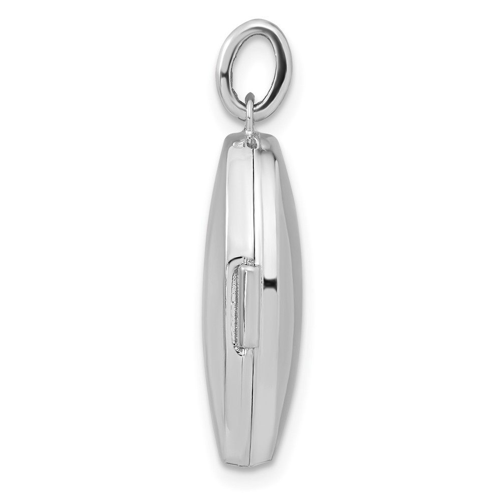 Sterling Silver Rhodium-plated Diamond Stars 20mm Oval Locket Pendant 2.25gm