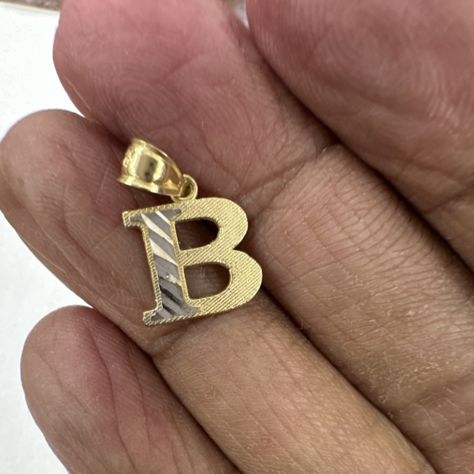 Yellow Gold 14k Letter B Pendant Alphabet Theme No Stone Italy Fine Jewelry