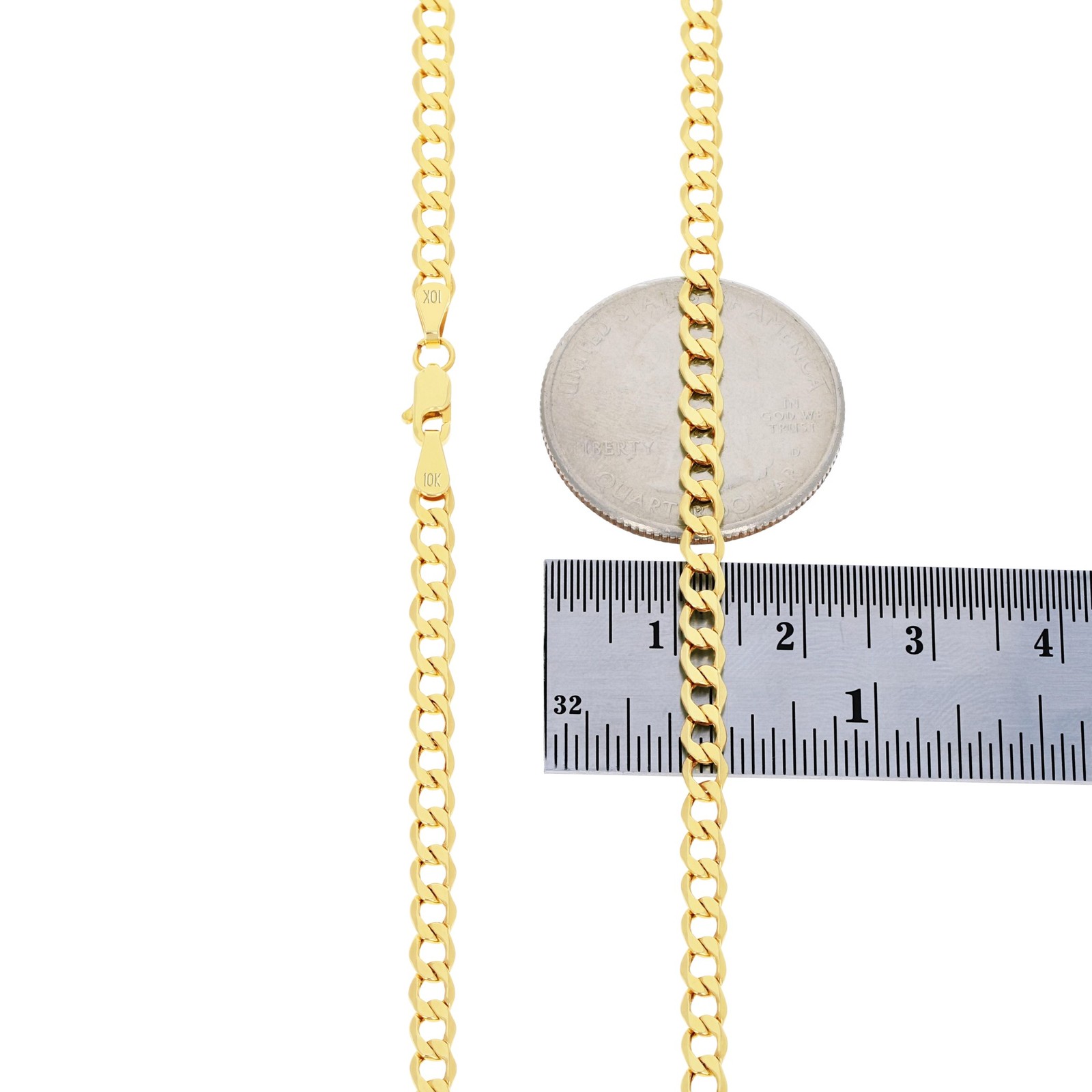 10K Yellow Gold 3.5mm Curb Cuban Link Chain Pendant Necklace Mens Womens 16″-30″