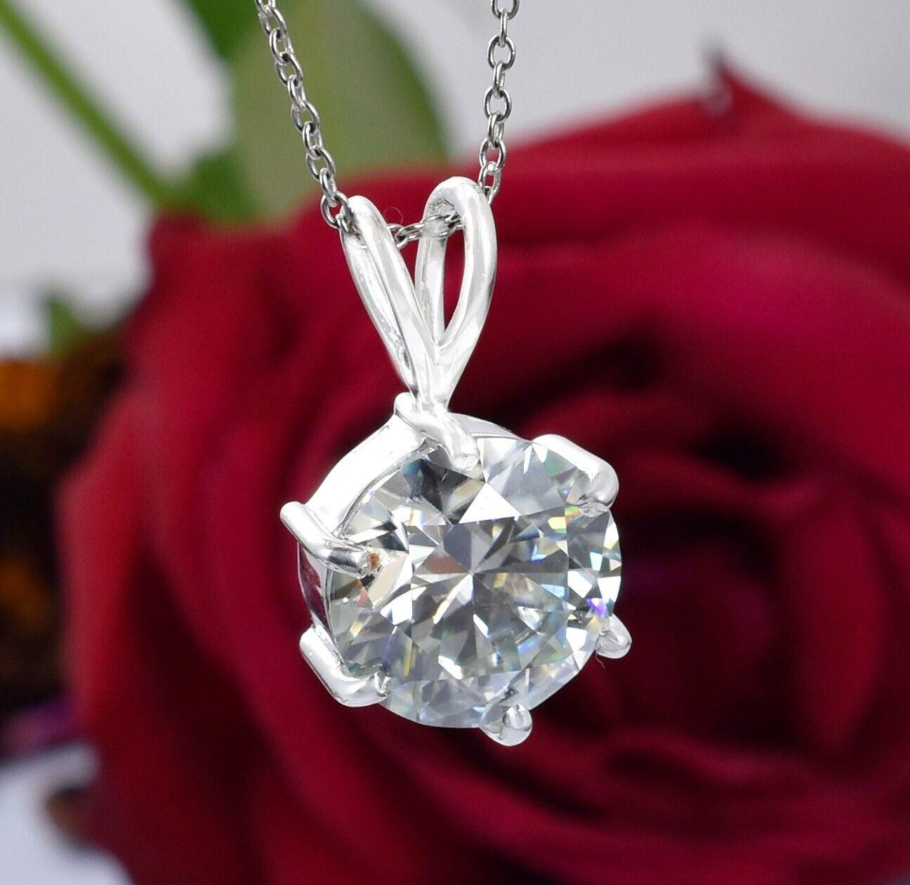 RARE 11.50Ct Certified Off White Treated Diamond Solitaire Pendant in 925 Silver