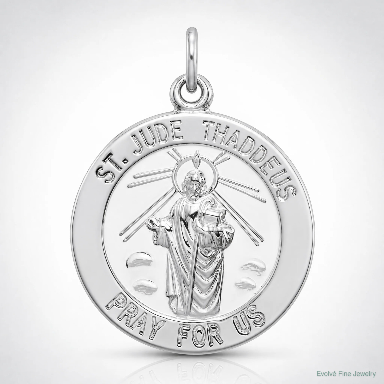 Sterling Silver Rhodium-Plated Saint Jude Thaddeus Medal