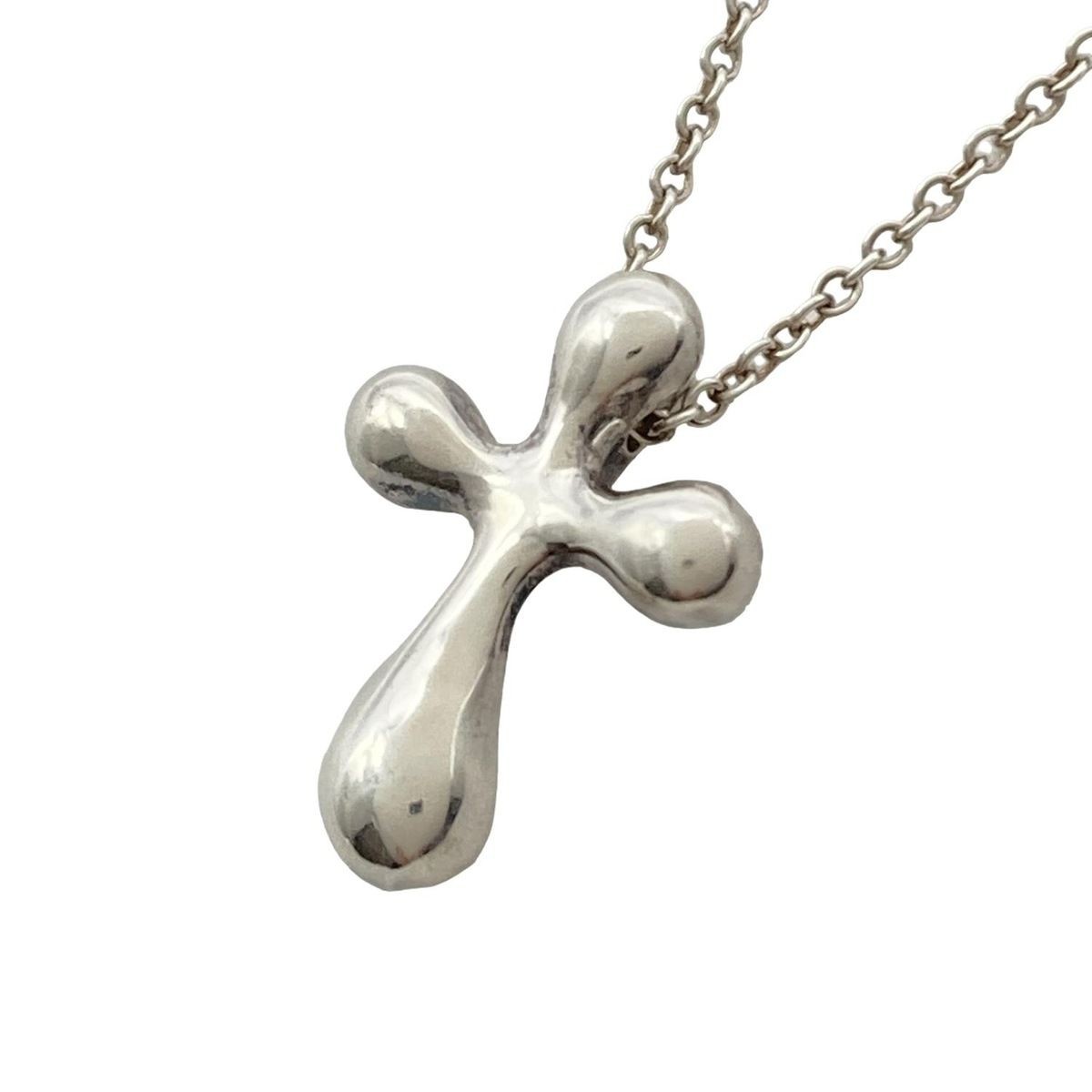 Tiffany & Co.Small Cross Pendant Necklace Elsa Peretti Sterling Silver 925 W/Box
