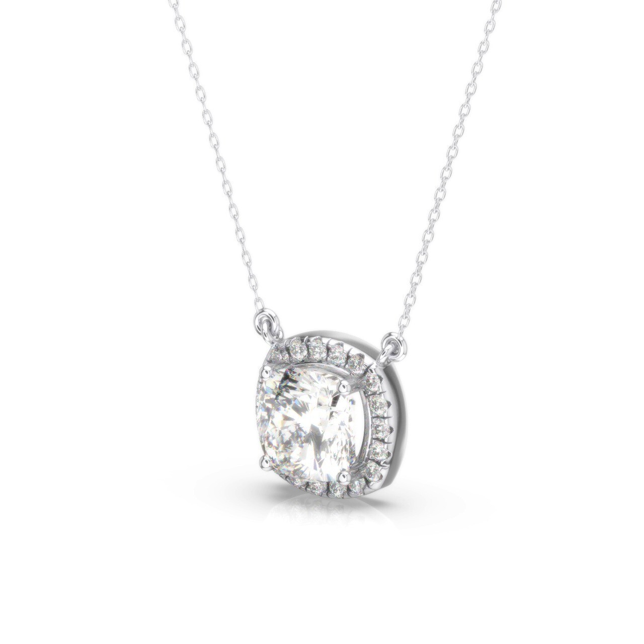 IGI Diamond Pendant VVS1 D Cushion 1.10 Ct Lab-created 14k White Gold Eye Clean