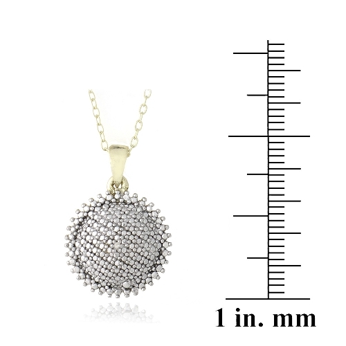 18K Gold over 925 Silver Diamond Accent Puffed Circle Necklace