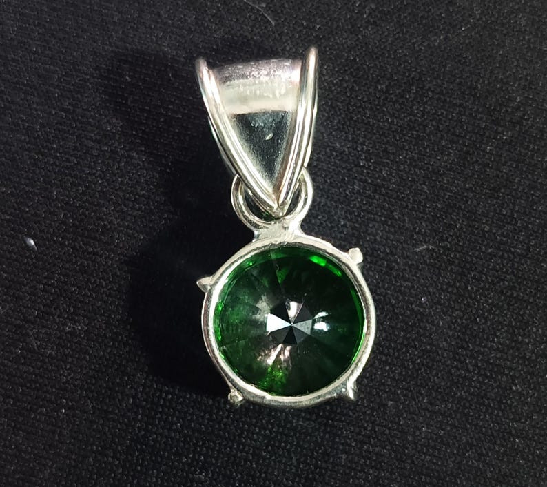 GIE Certified 36 Ct Natural Green Emerald 925 Silver Pendant Round Cut Gemstone