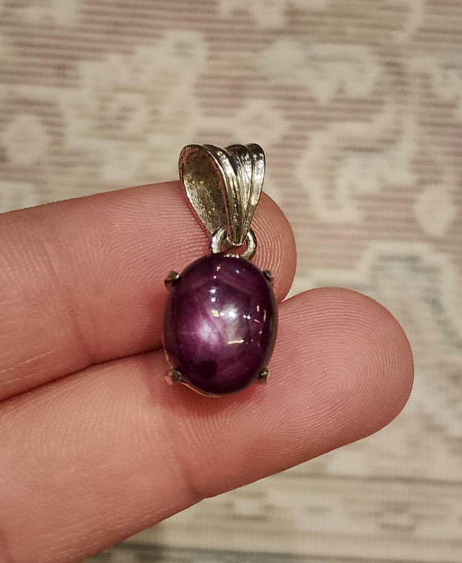 Natural Star Ruby Pendant 925 Sterling Silver Pendant For Unisex Birthday Gift