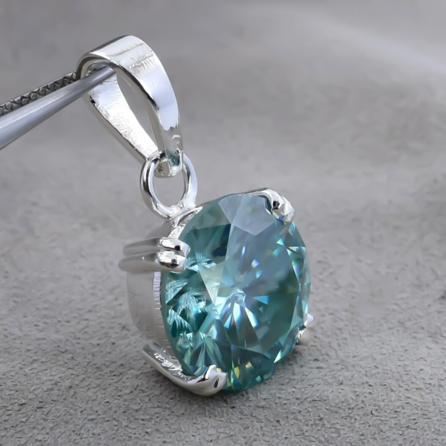 2.25 Ct Round Blue Diamond Certified Pendant in 925 Silver Holiday Special