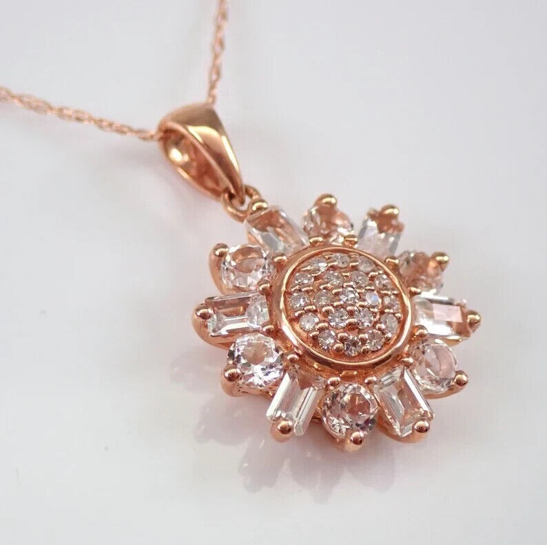 0.75Ct Round Natural Moissanite Women’s Pendant 14k Rose Gold Plated Silver