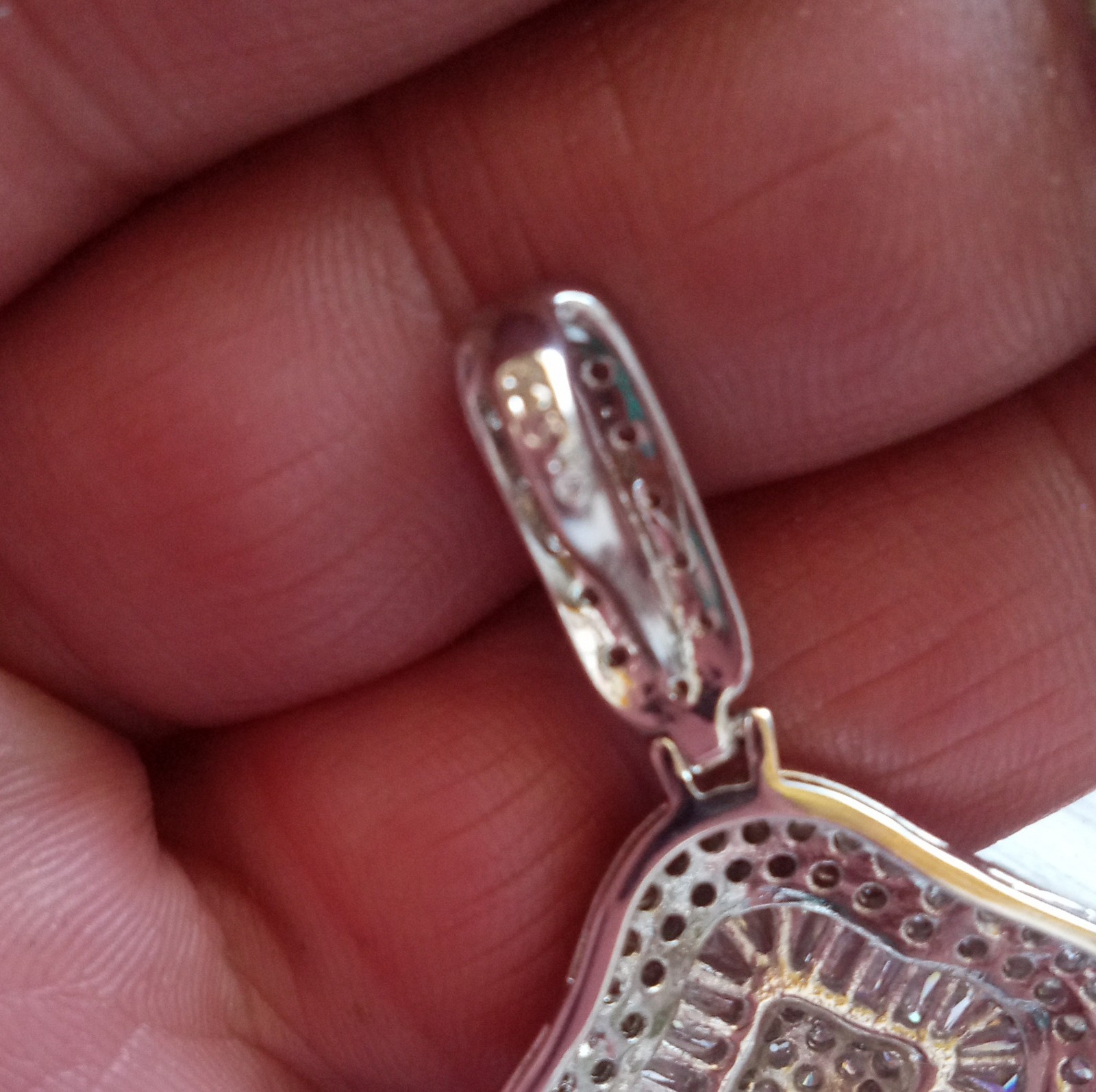 Square Moissanite Cluster Pendant in Sterling Silver 925, White Gold Look, New