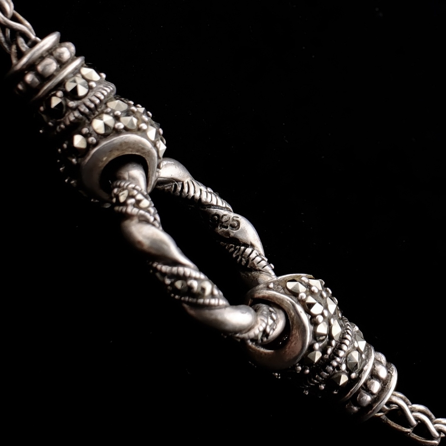925 Sterling Silver Wheat Chain Necklace Designer Style Marcasite Ring 16” 15g