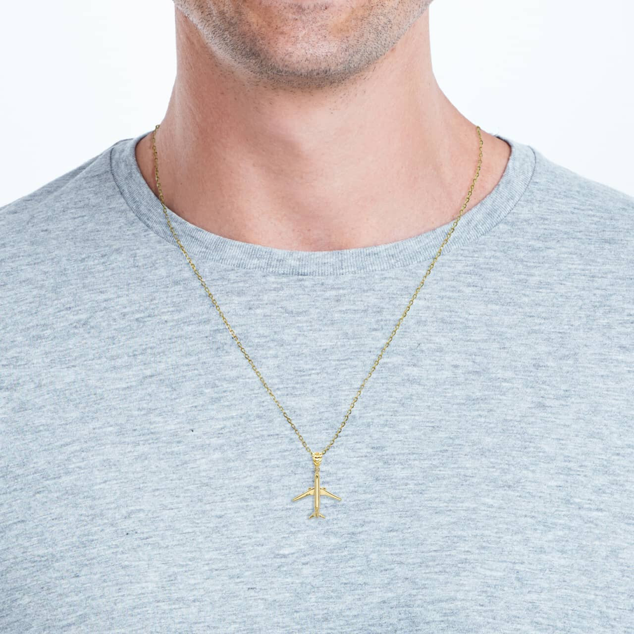 Gold Airplane Travel Charm Pendant Necklace (Available in Yellow/Rose/White)
