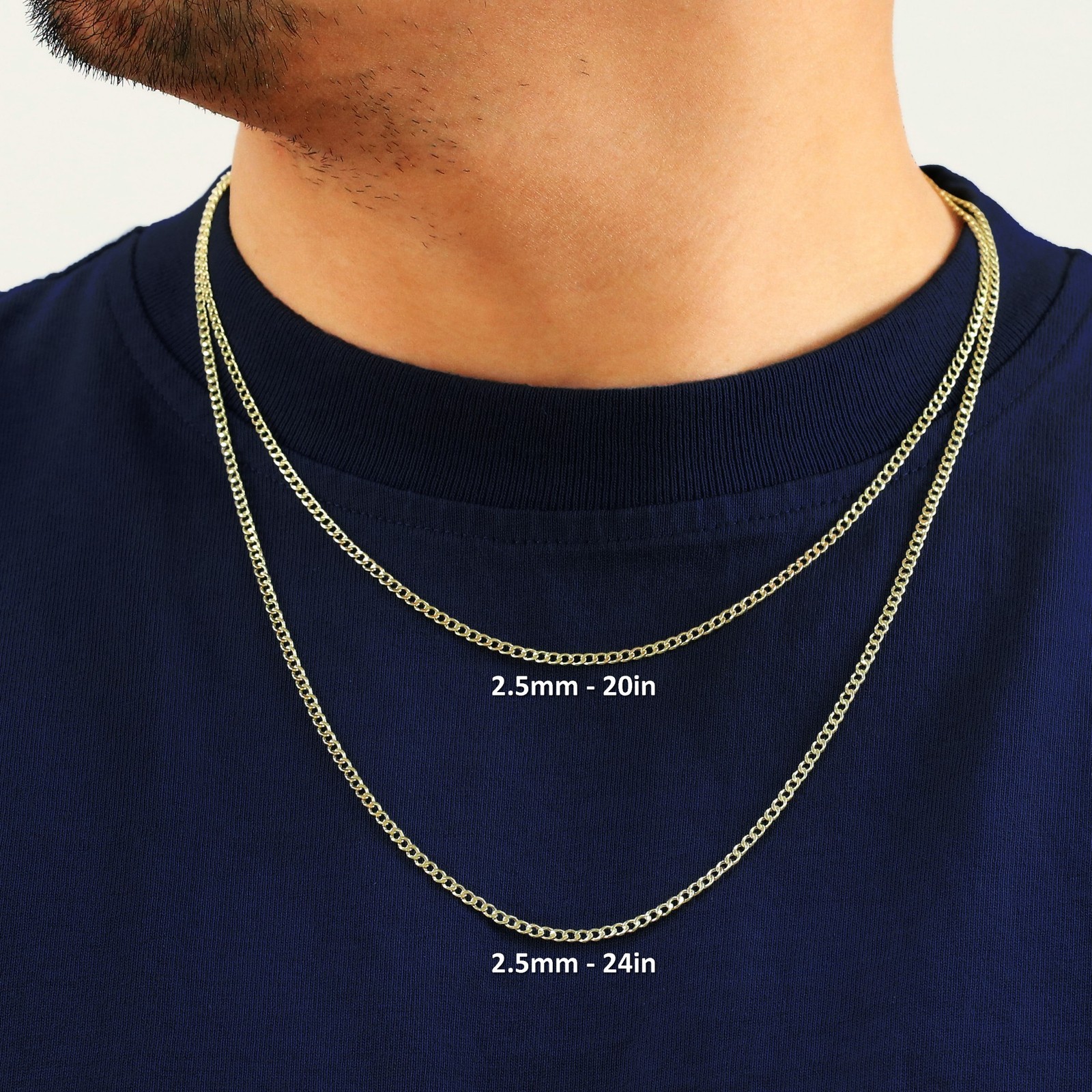 10K Yellow Gold 2.5mm Italian Cuban Curb Chain Link Necklace Mens Women 16″- 26″