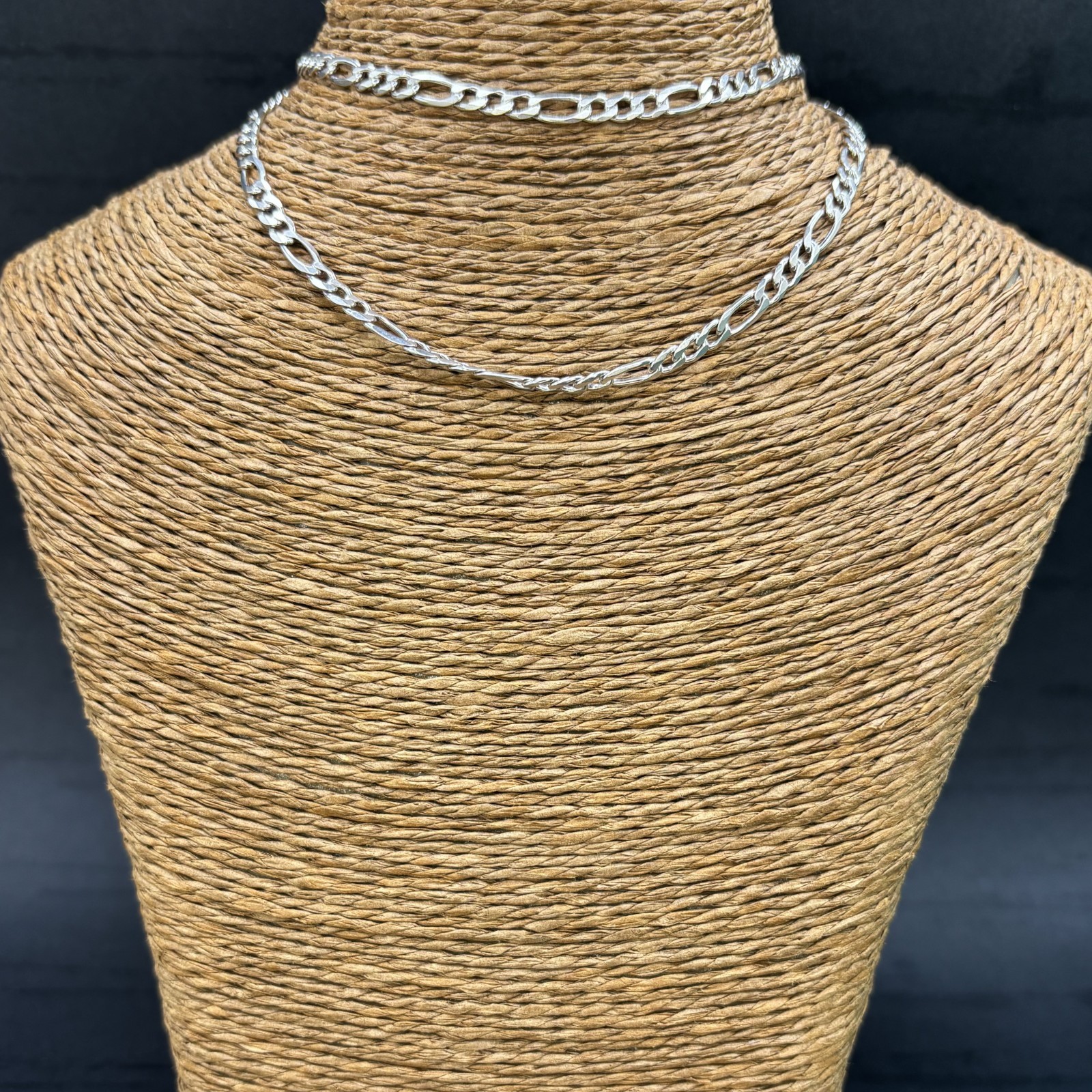 925 Sterling Silver, Figaro Link Chain, 45.2grms, 24”long, 8.0mm