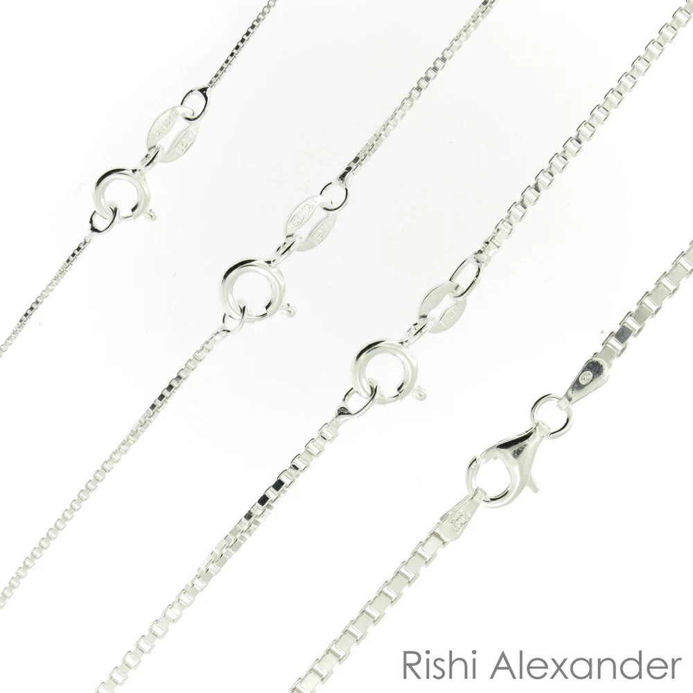 925 Sterling Silver BOX Chain Necklace All Sizes Stamped .925 Italy