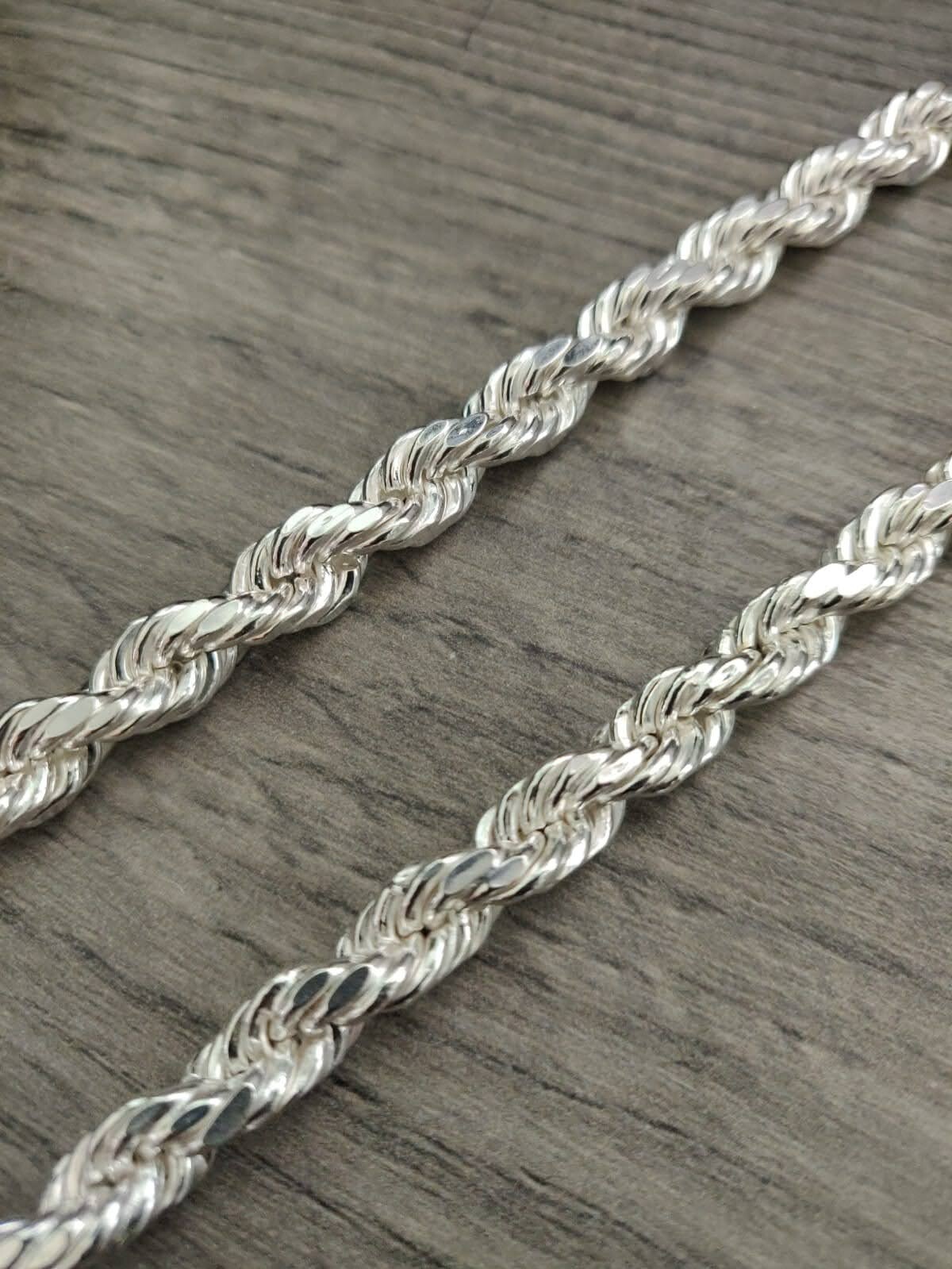 Sterling Silver rope chain hollow / torsal de plata 925 62.2 g 7.6mm 26″ larga