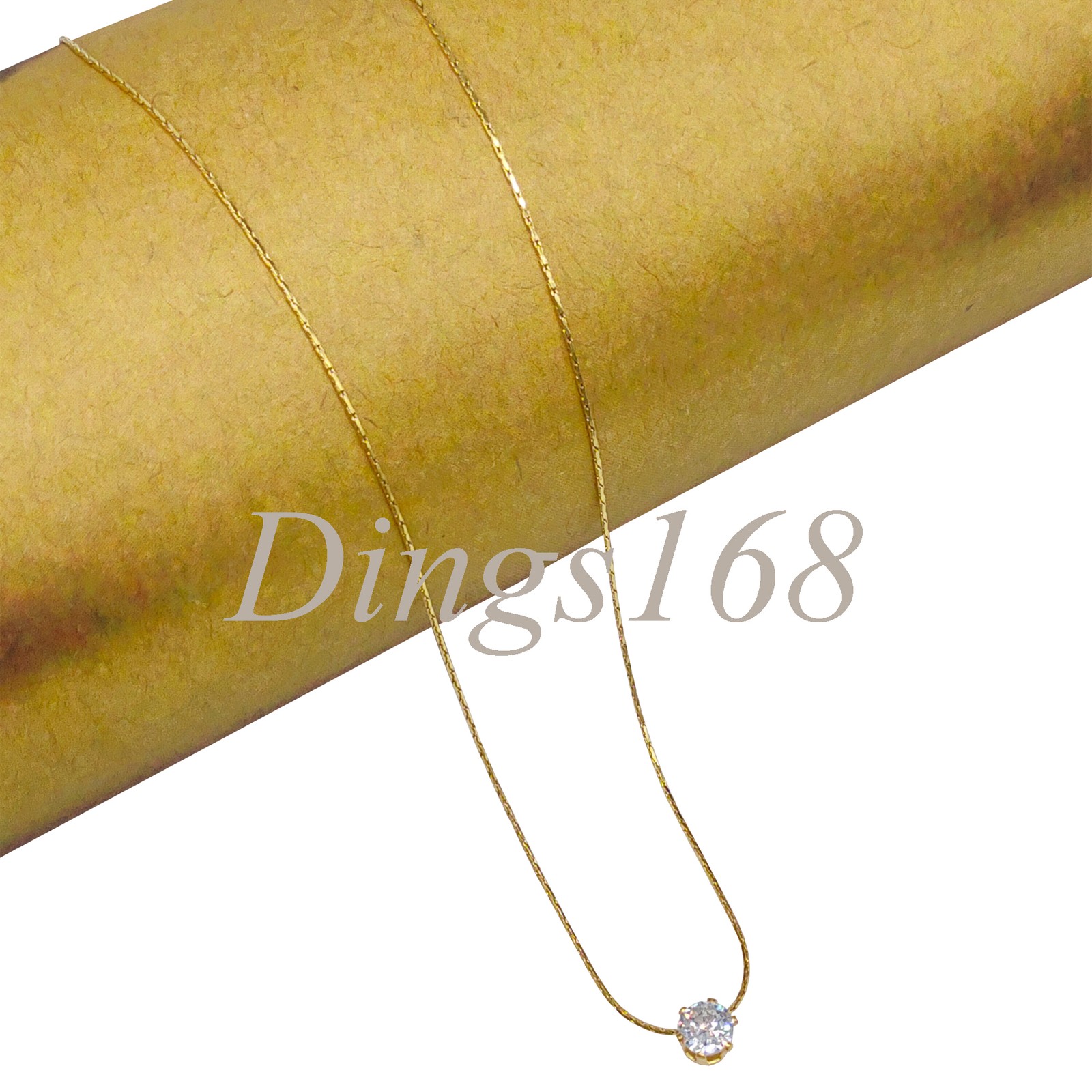 Genuine 18K Yellow Gold Filled 5mm Crystal Pendant 16″/18″ Snake Chain Necklace