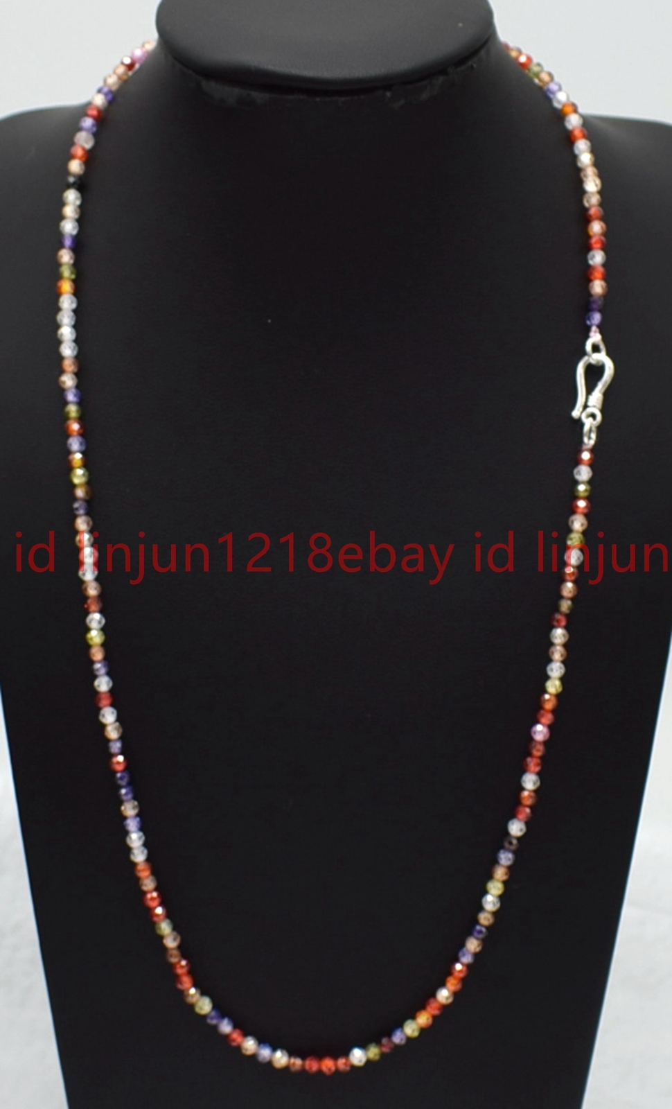 Natural 3mm Faceted Multicolor Zircon Round Gemstone Beaded Necklace 16-28in