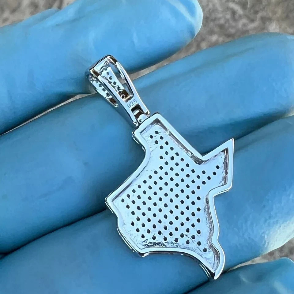2.70Ct Lab Created VVS1 Diamond Texas State Charm Pendant 14K White Gold Plated
