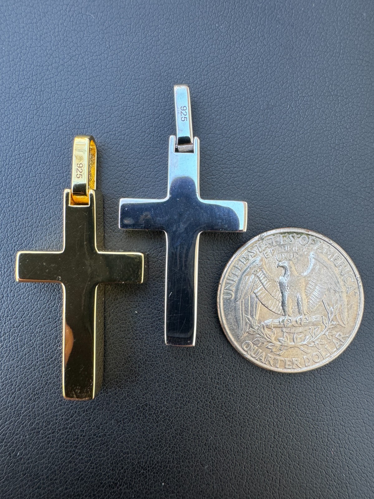 Real 925 Silver & Wood Inlay Plain Religious Cross Pendant Necklace Handmade