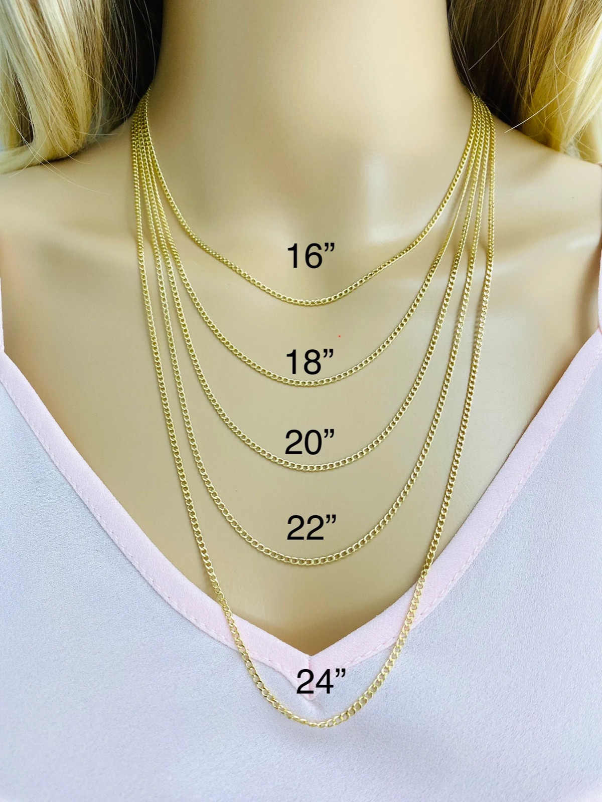 10K Real Gold 2mm Curb link 16″ – 18″ – 20″- 22″- 24″ Long Unisex Chain- CU050