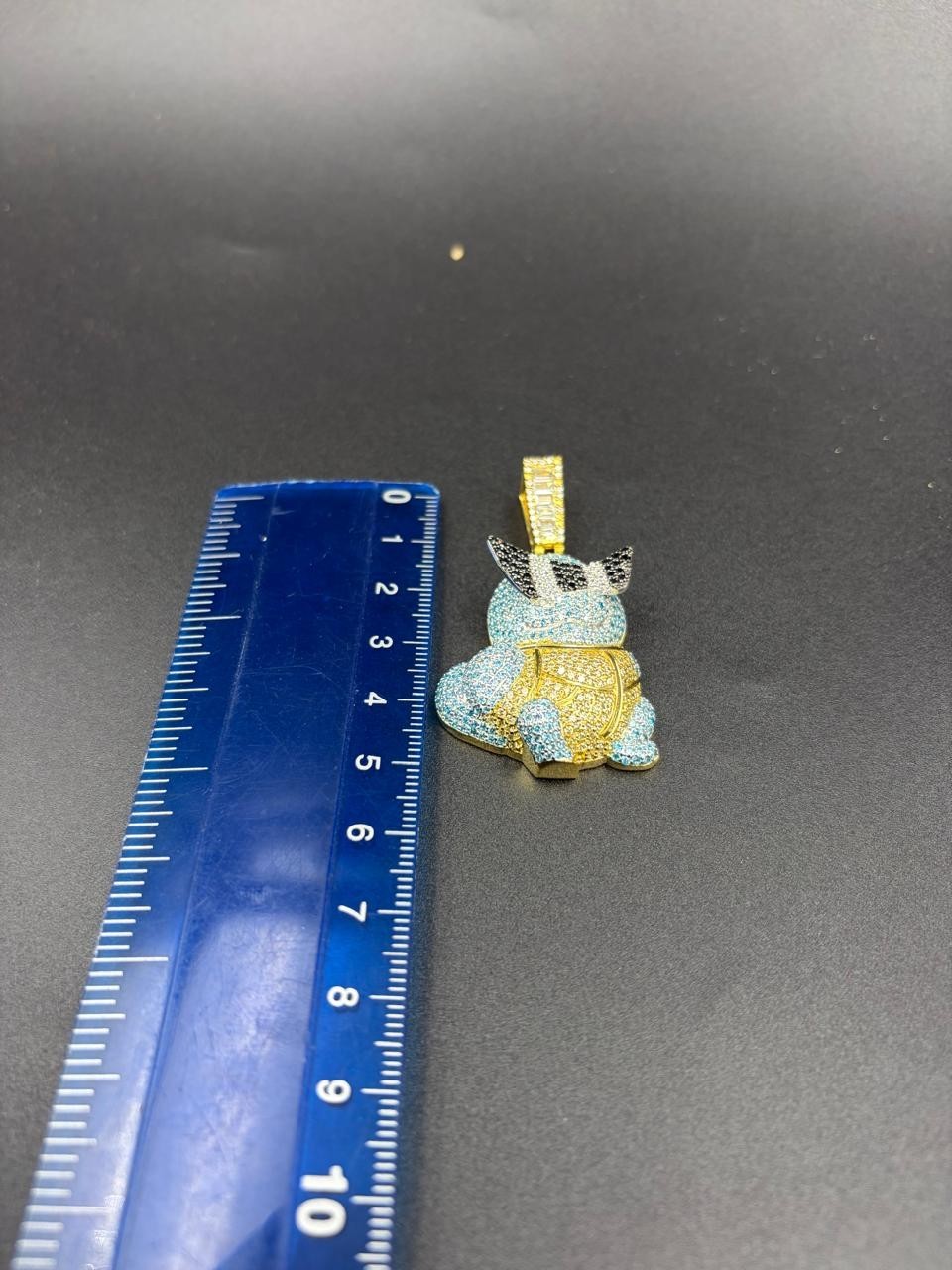 4Ct Round Cut Moissanite Squirtle Cartoon Pendent 14K Yellow Gold Plated Silver