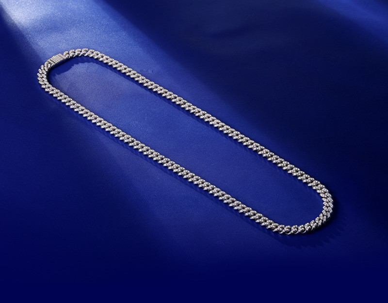 8MM MOISSANITE Miami Cuban Link Chain Bracelet Necklace 925 Sterling Silver GRA