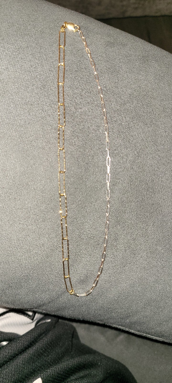 925 silver 2 tone paper clip chain 16 inch . Gold over and silver