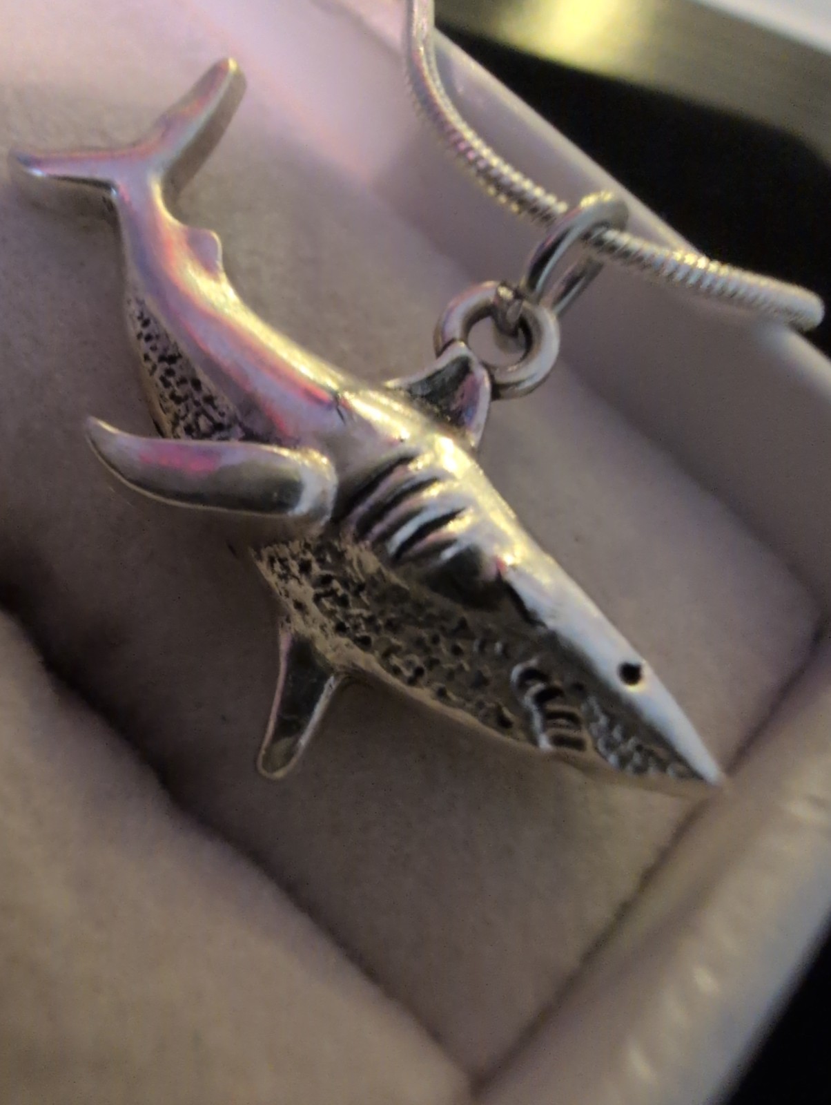 Sterling 925 Great White Shark Necklace Pendant Hand Casted Detail Beach Sailor