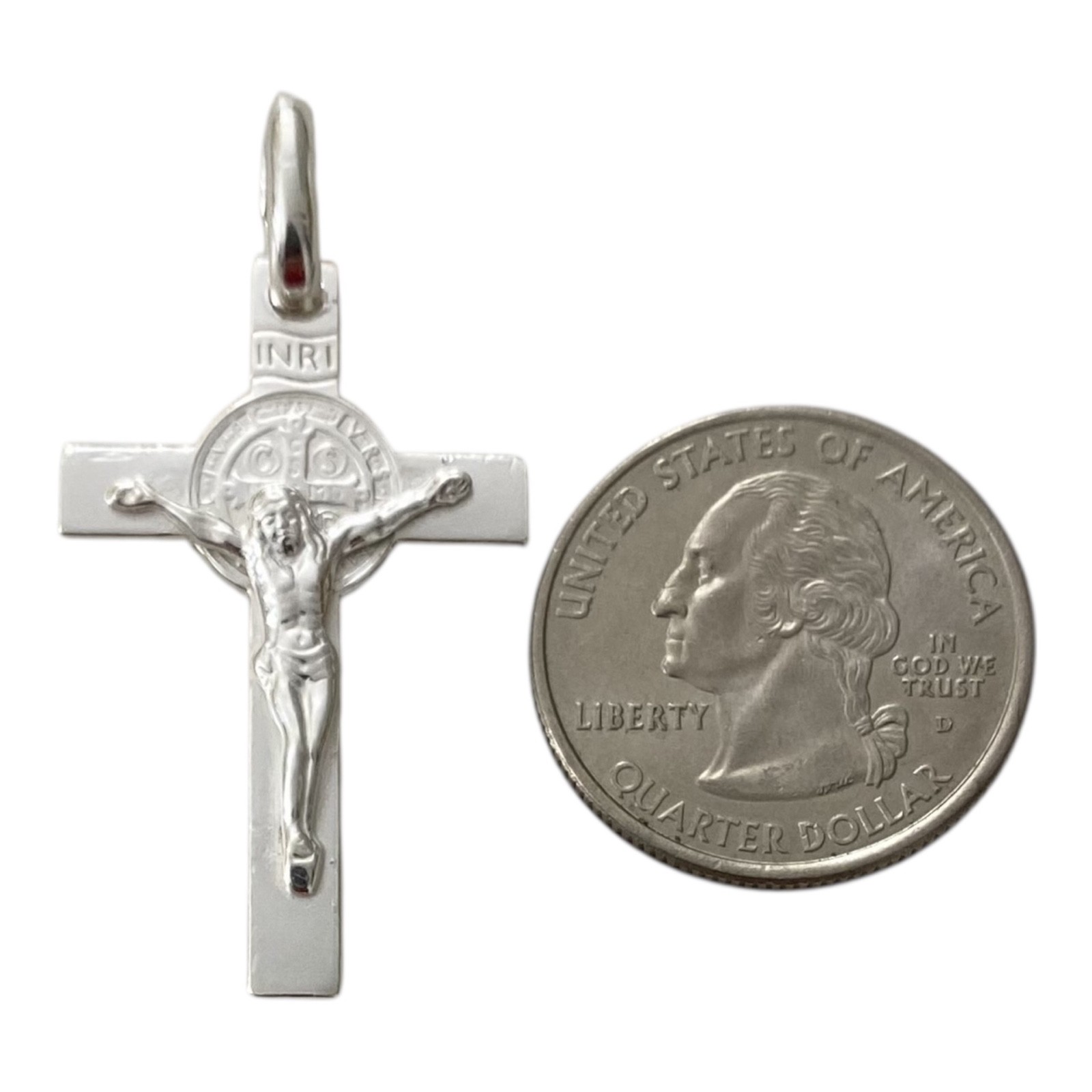 Solid 925 Sterling Silver Saint Benedict Cross Pendant San Benito Necklace-ESP40