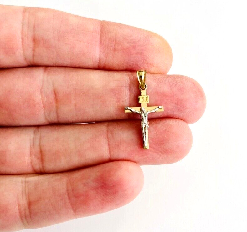 14k Solid Gold Jesus Christ Cross, 14k Real Gold 25mm x 12mm Crucifix – PT45