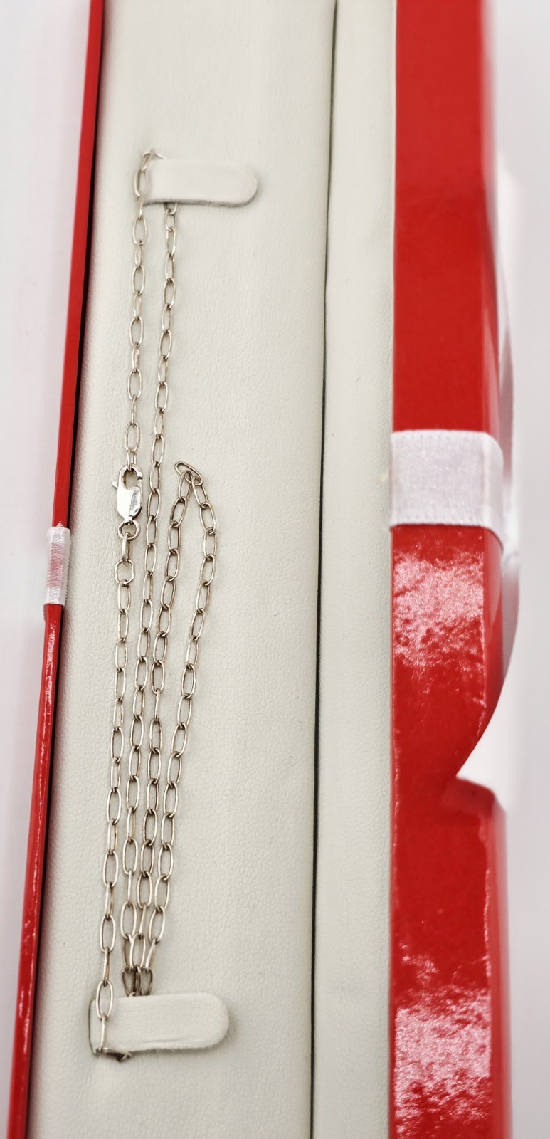 925 Sterling Italy PAPER CLIP LINKS CHAIN NECKLACE ☆ 18″LENGTH