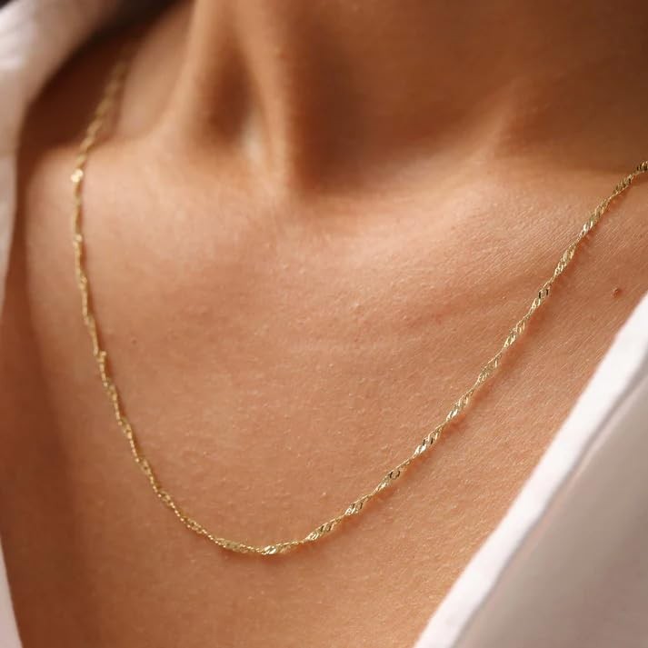 Gold Plated Thin Chain Layered Necklaces For Women Non Tarnish,Gold Plated St…