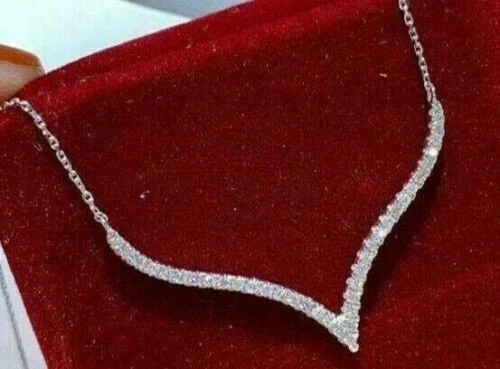 3Ct Round Cut Lab Created Diamond Women’s Necklace 14K White Gold Plated