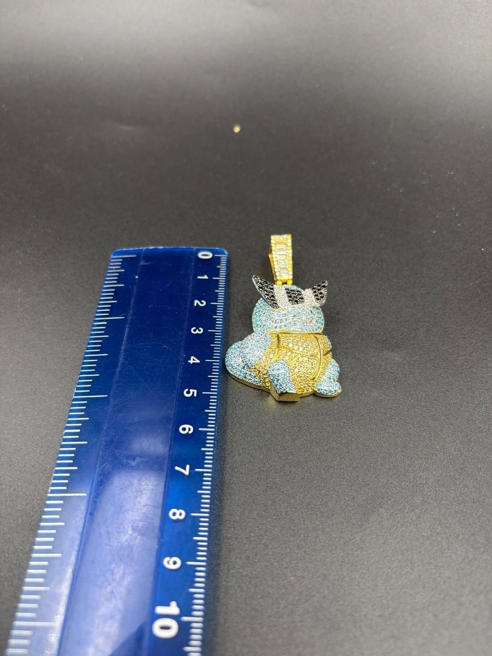 4Ct Round Cut Moissanite Squirtle Cartoon Pendent 14K Yellow Gold Plated Silver