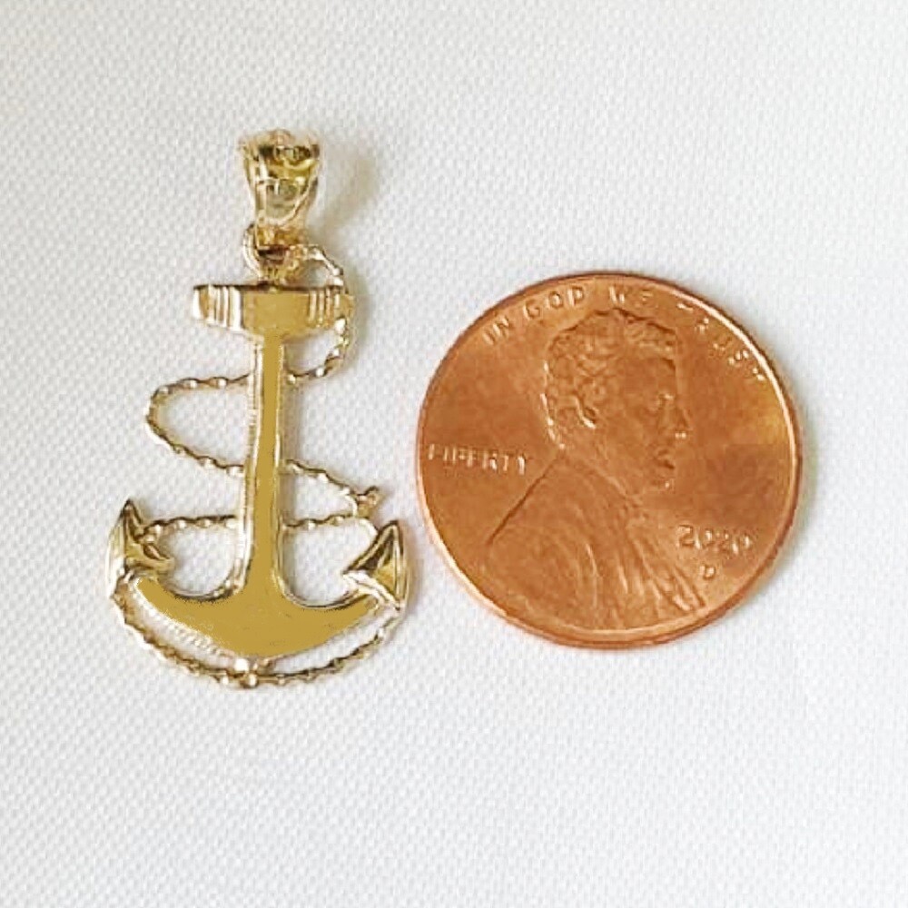 14k Yellow Gold ANCHOR Pendant / Charm, Made in USA