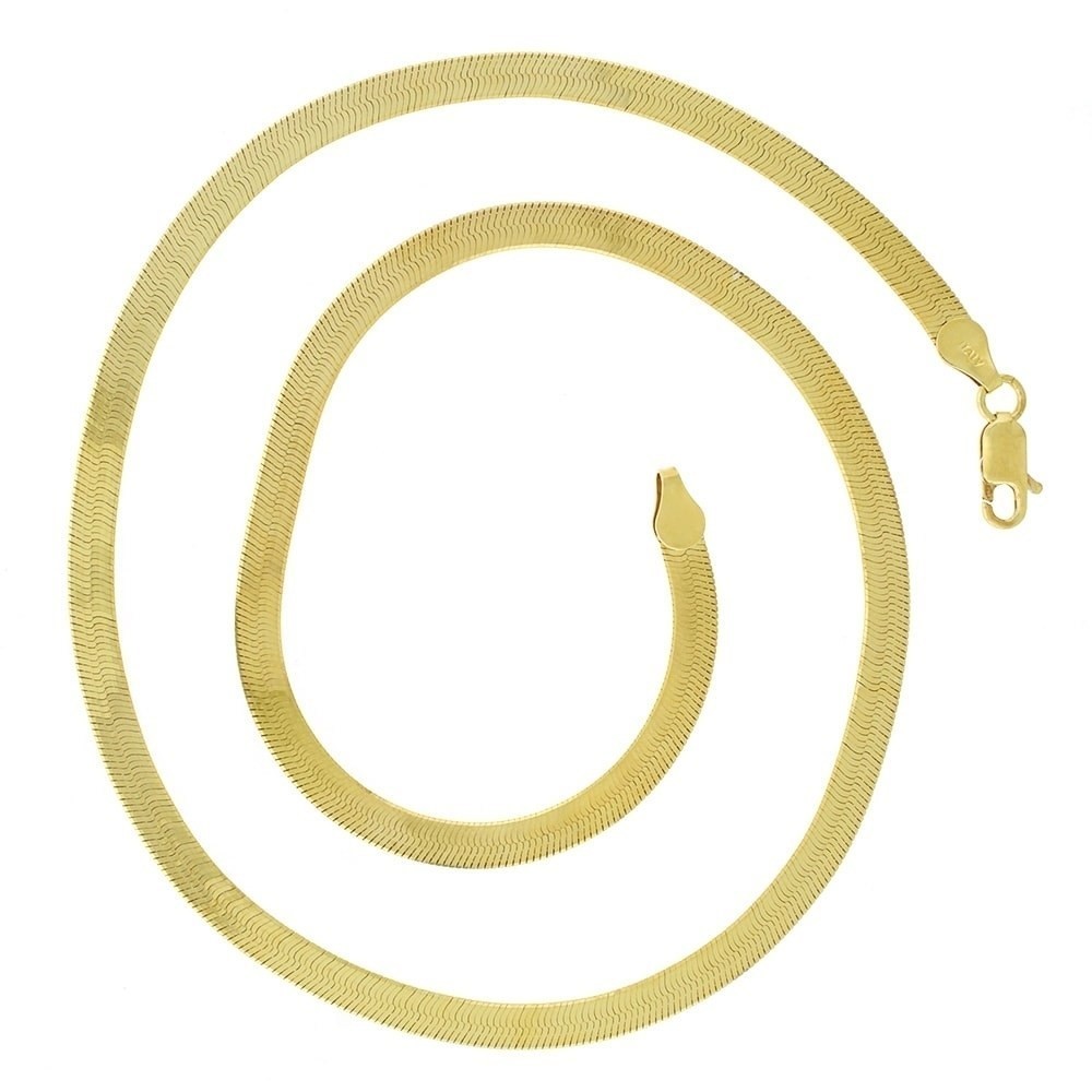Italian Made 925 Sterling Silver 5MM Gold Herringbone Chain Necklace 16″-24″