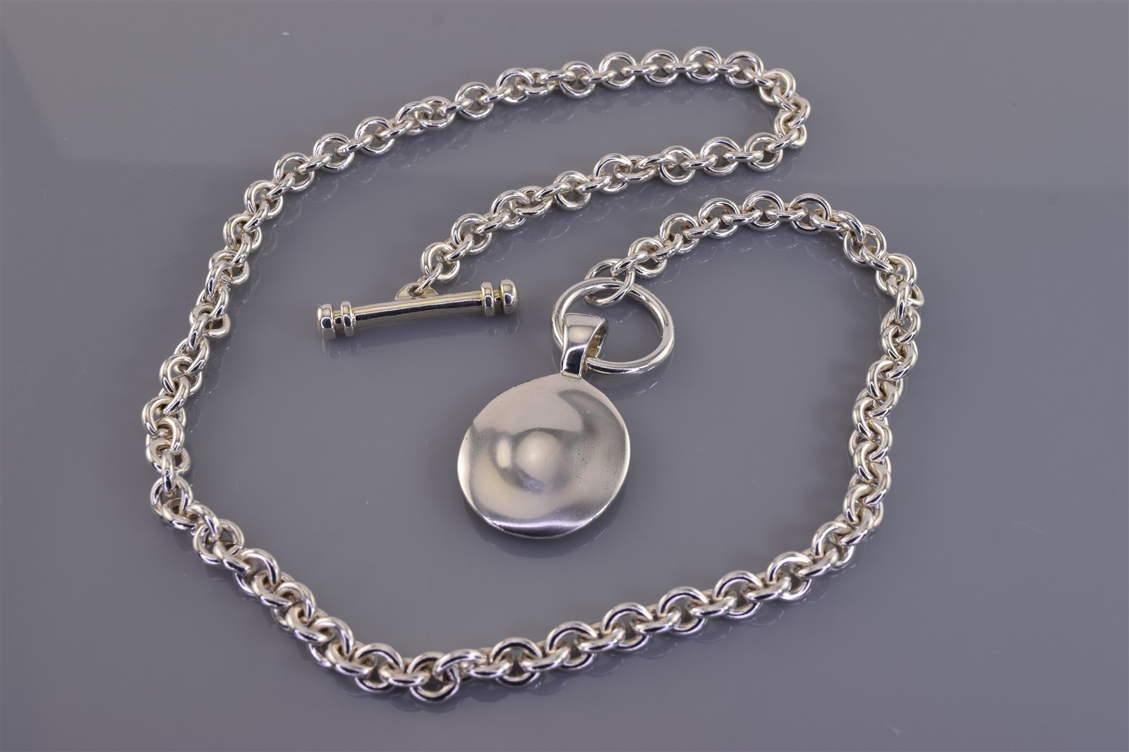 ESPO Sterling Silver 6mm Cable 26mm x 21mm Toggle Modernist 925 Necklace 55g 17″