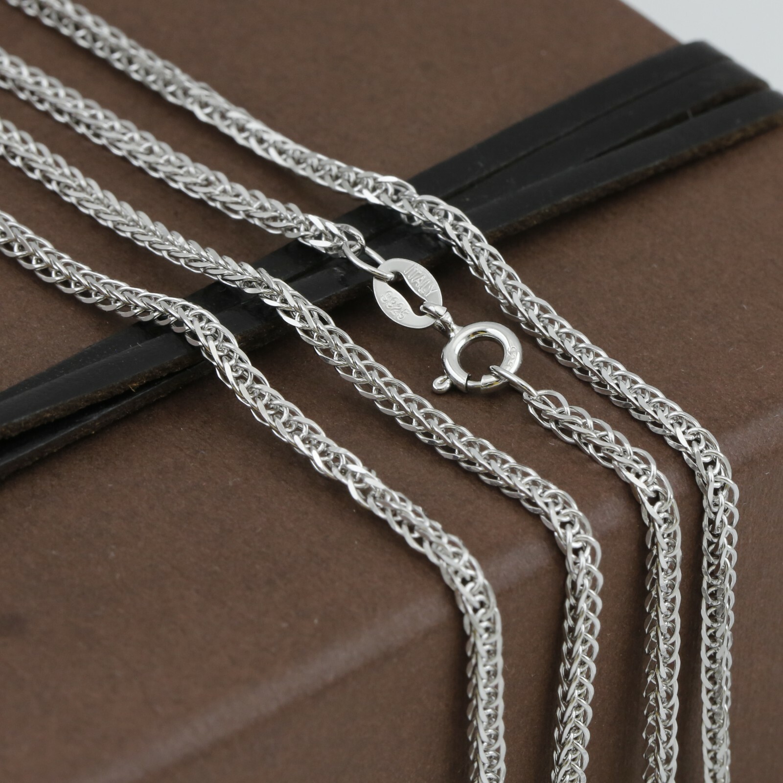 925 Solid Sterling Silver Foxtail Chain 70cm Italy Made